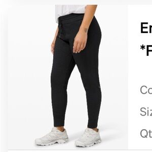 Lululemon, Engineered Warmth Jogger, Black, 10